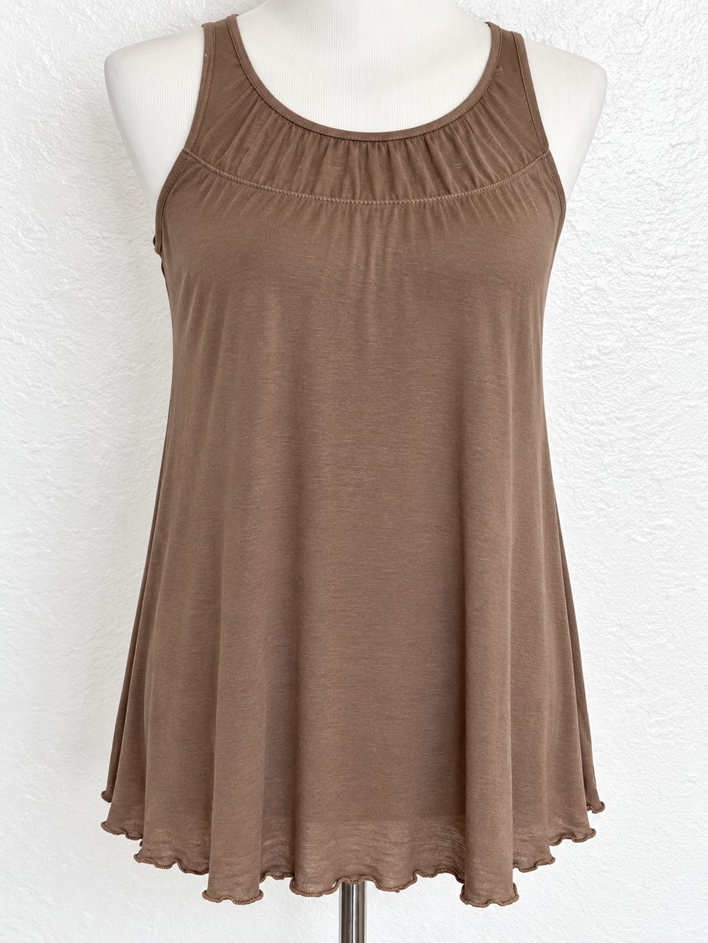 GAP Brown Gathered Scoop Neck Tank